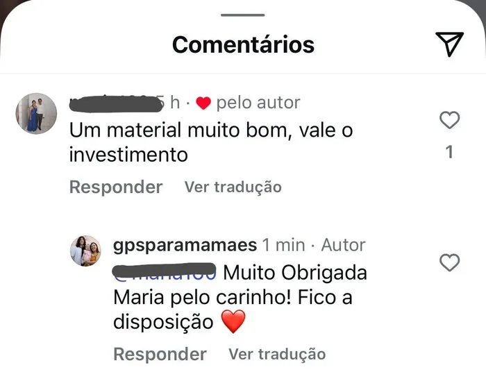 Depoimento real de mãe que usou o material 6
